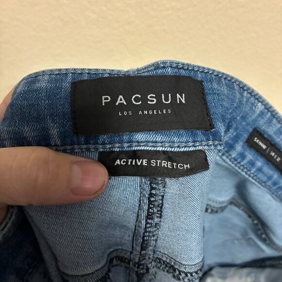 Pacsun Active Stretch Skinny Blue Jeans Mens Size 34x32 - Picture 7 of 10